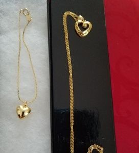 LOVELY HEART NECKLACE AND BRACELET